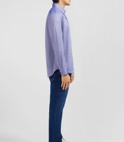 Marineblauw katoenen shirt