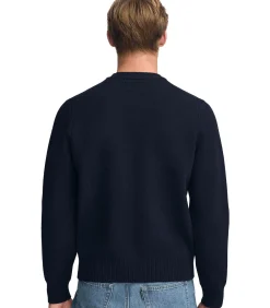 Marineblauwe gebreide trui met Polo Club-logo in contrasterende kleur