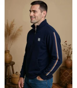 Marineblauwe herensweater met fleece binnenkant