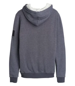 Marineblauwe herentrui met capuchon en rits