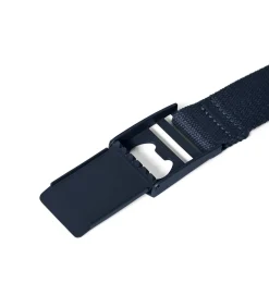 Marineblauwe stoffen riem ‘Brahim’ met gesp en logo