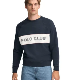 Marineblauwe sweater met relaxed fit, ronde hals en Polo Club-logo
