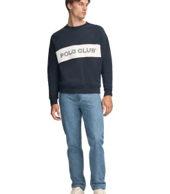 Marineblauwe sweater met relaxed fit, ronde hals en Polo Club-logo