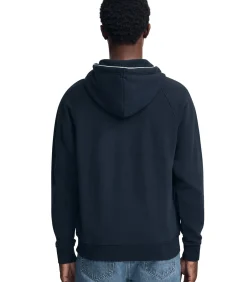 Marineblauwe sweater met halve rits en Polo Club-logo
