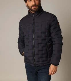 NICK - Heren donsjack met hoge kraag en checkerboard-effect quilting