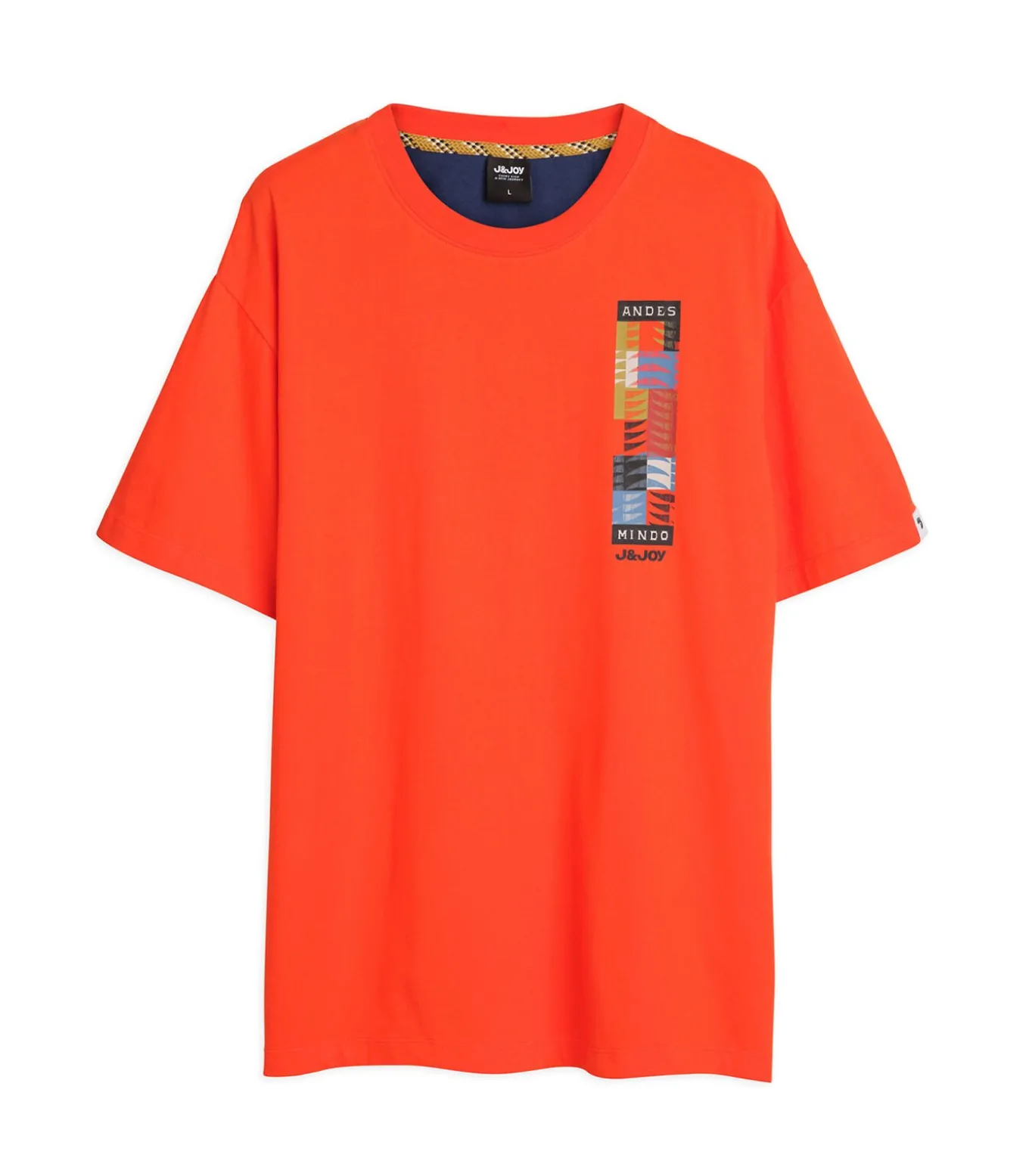 Oranje heren t-shirt met opdruk op de rug
