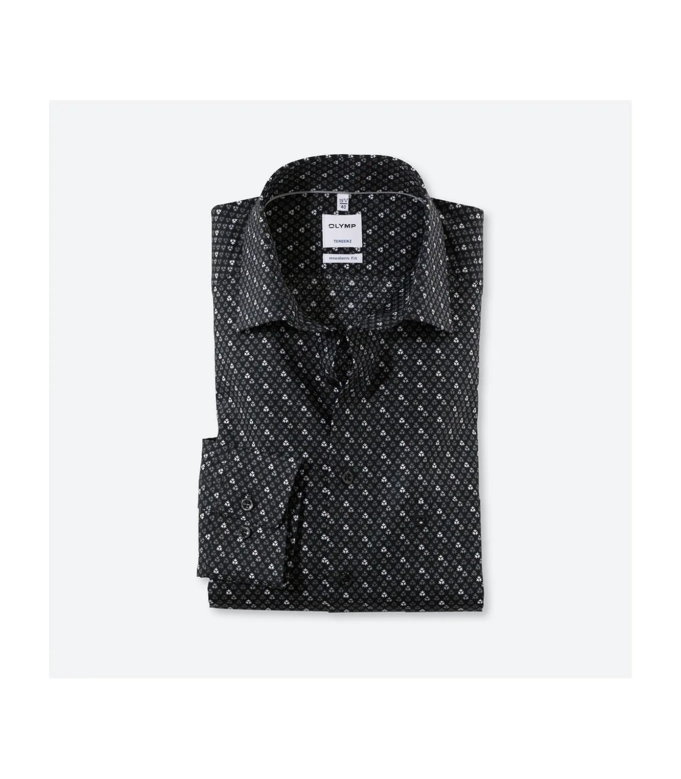 Overhemd Modern Fit Zwart Print