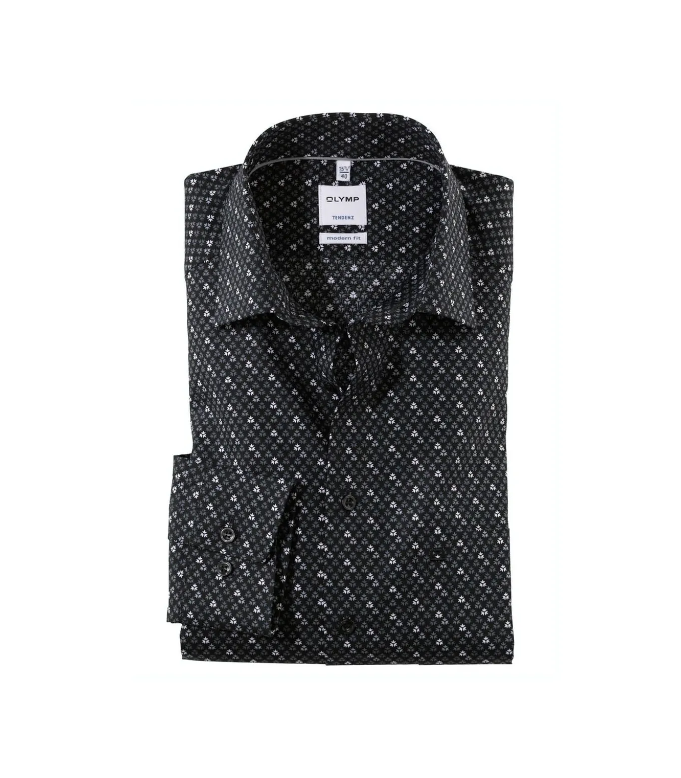Overhemd Modern Fit Zwart Print