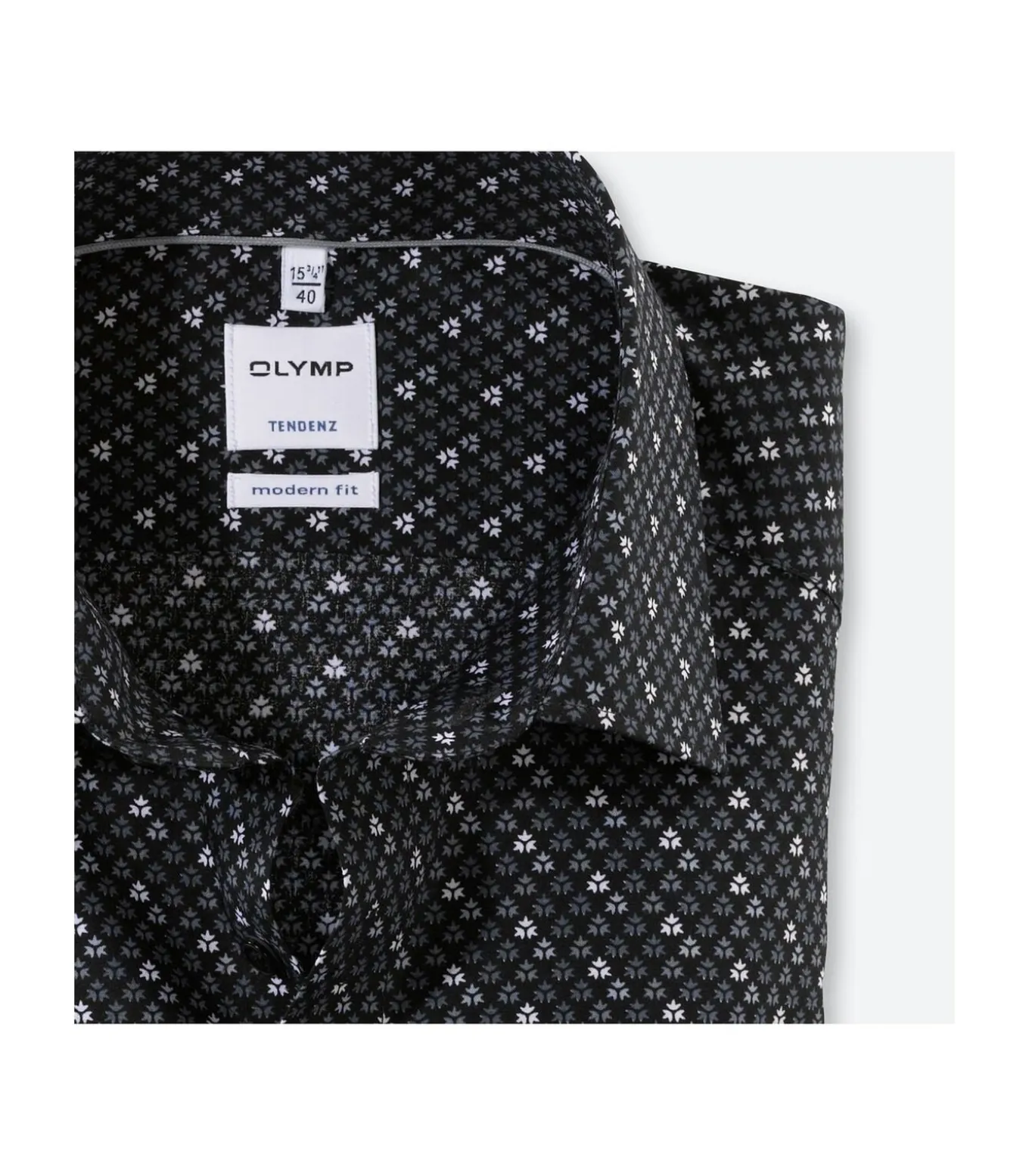 Overhemd Modern Fit Zwart Print