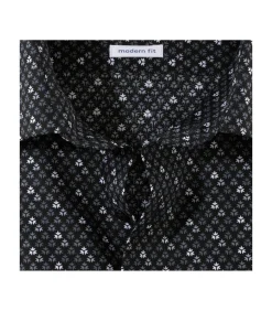 Overhemd Modern Fit Zwart Print