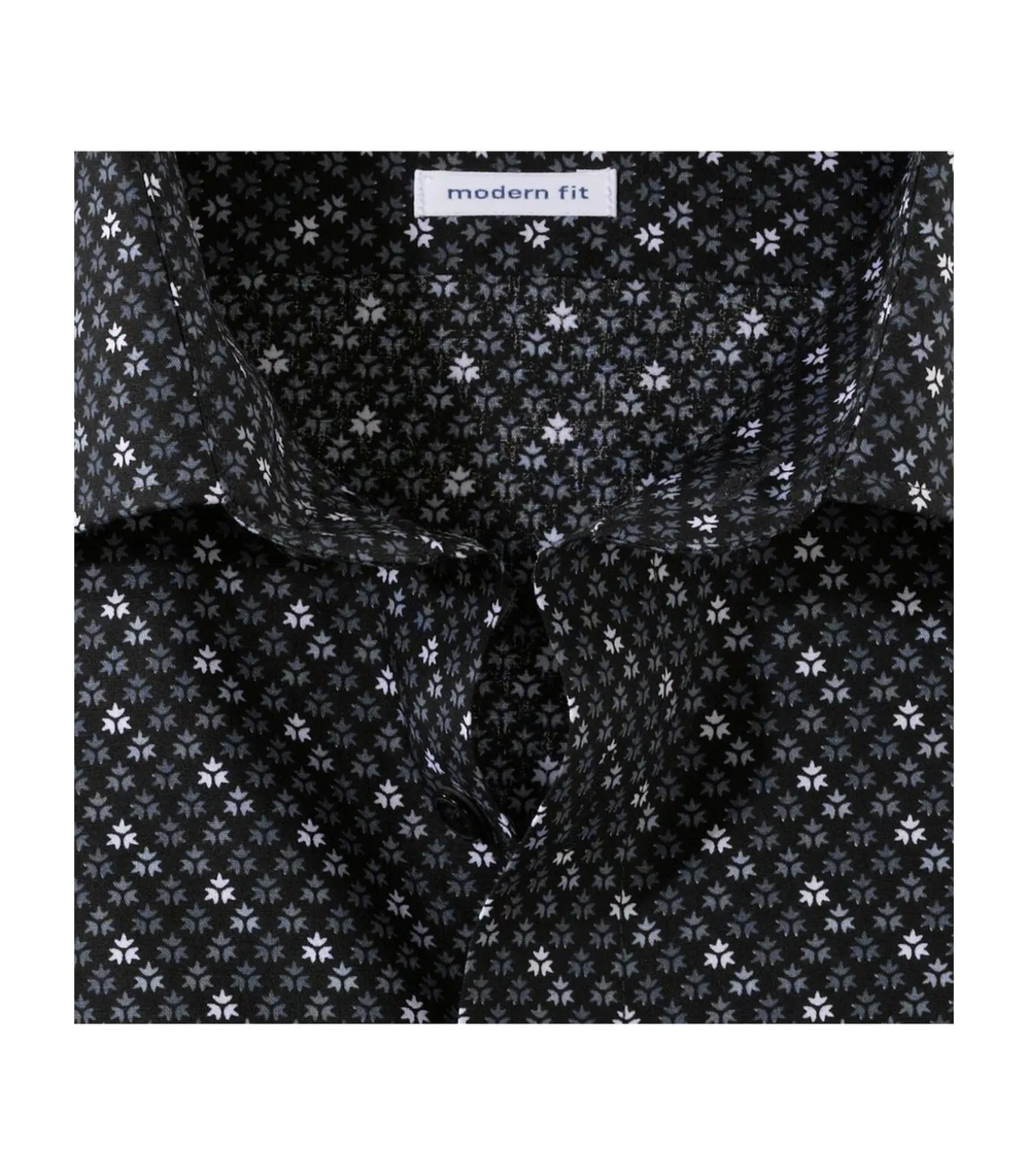 Overhemd Modern Fit Zwart Print