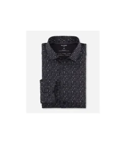 Overhemd Modern Fit Zwart Print 24/7