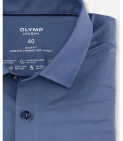 Overhemd Shirt 24/7 Jersey Bodyfit Blauw