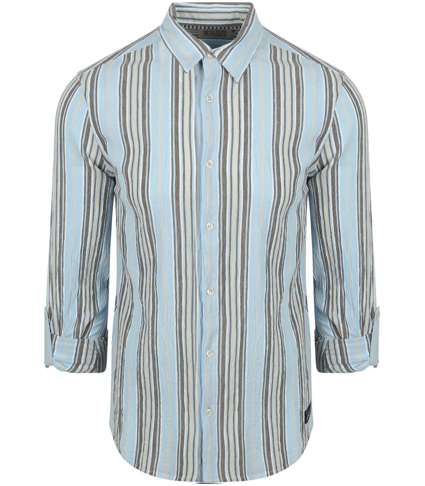 Overhemd Crinkled Stripe Lichtblauw