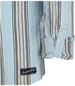 Overhemd Crinkled Stripe Lichtblauw