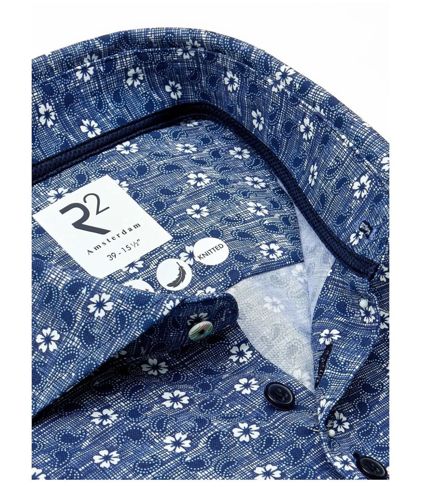 Overhemd Korte Mouwen Print Donkerblauw