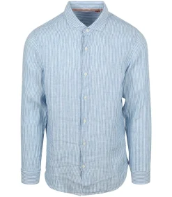 Overhemd Linnen Vacation Azure Blue Stripe