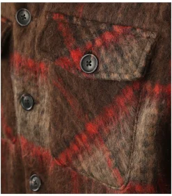 Overshirt Brushed Wool Ruiten Bruin