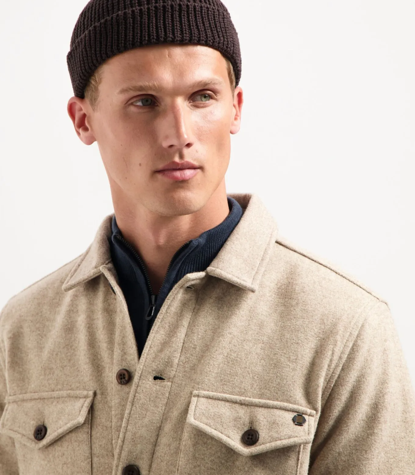 Overshirt in melange met grote borstzakken