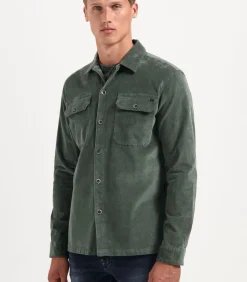 Overshirt met knoopsluiting in velvetstof