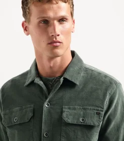 Overshirt met knoopsluiting in velvetstof