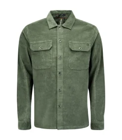 Overshirt met knoopsluiting in velvetstof