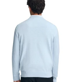 Pack van twee herentruien van wolmix in marineblauw en lichtblauw met geborduurd Rigby Go-logo