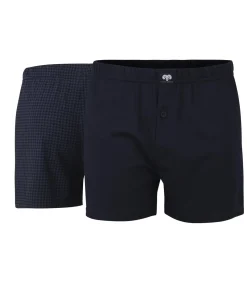 2-pak wijde heren boxershorts - Fox packet 2260 - Blauwe katoenen losse heren boxershorts