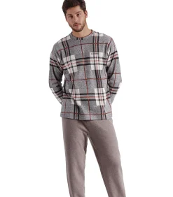Pyjama loungewear broek en top met lange mouwen Tartan