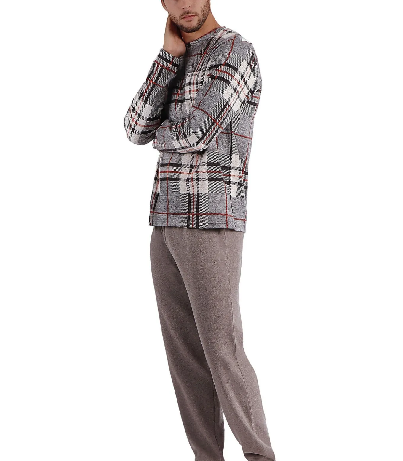 Pyjama loungewear broek en top met lange mouwen Tartan