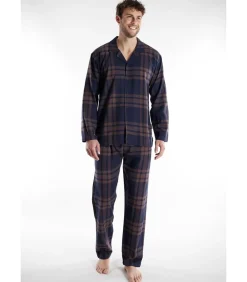 Pyjama Met Doorknoopjasje Ruit Bruin