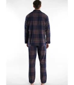 Pyjama Met Doorknoopjasje Ruit Bruin