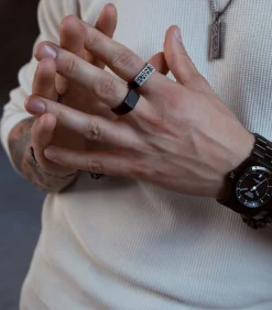 Ring Staal - zwart