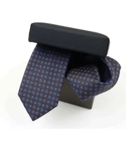 Set zijden das en pochet bruin print