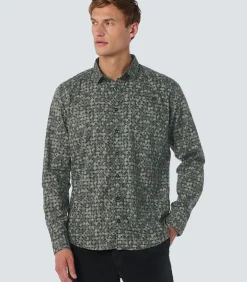 Shirt met all-over cirkelpatroon en stretch: Hedendaags comfort