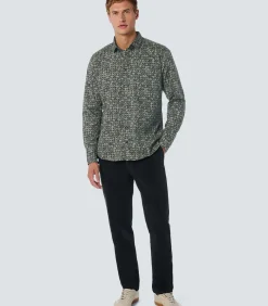 Shirt met all-over cirkelpatroon en stretch: Hedendaags comfort