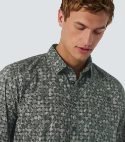 Shirt met all-over cirkelpatroon en stretch: Hedendaags comfort