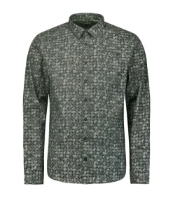 Shirt met all-over cirkelpatroon en stretch: Hedendaags comfort