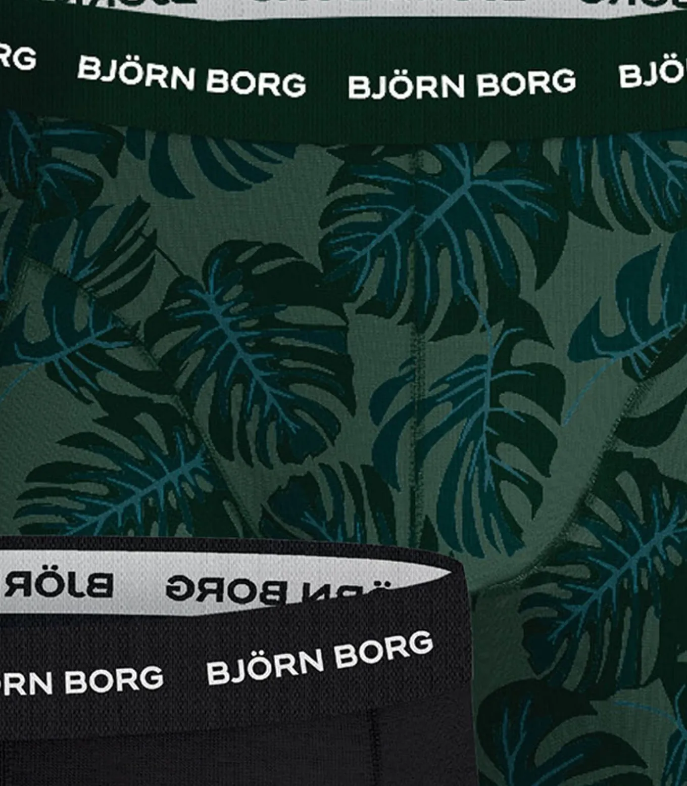 short 3 pack cotton stretch boxer black / print / green
