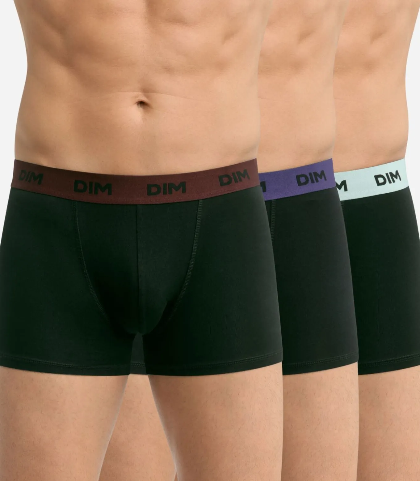 short 3 pack mix and colors black waistband bordeaux / blue marine / blue