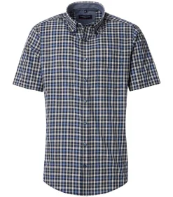 Short Sleeve Overhemd Ruiten Navy