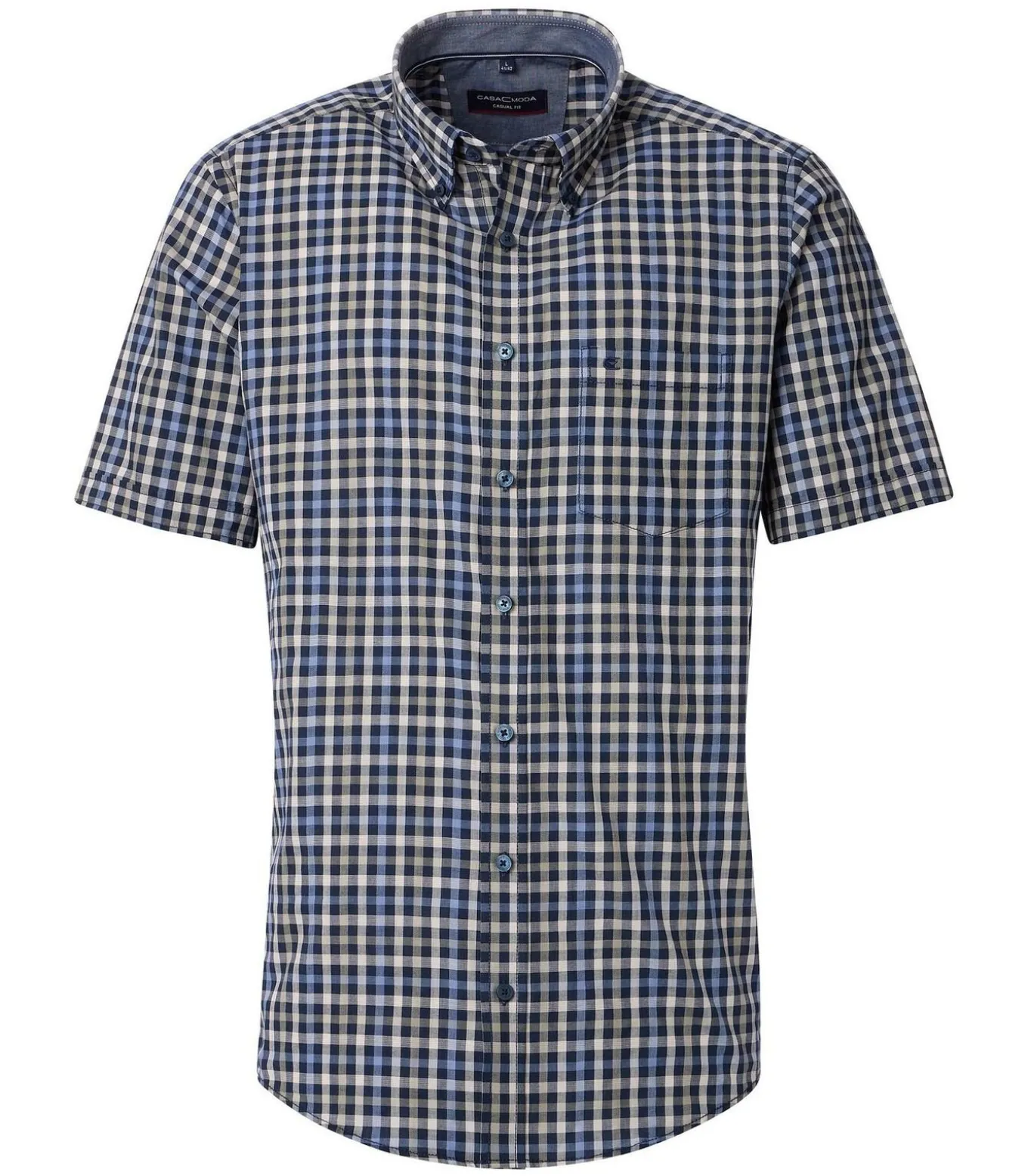 Short Sleeve Overhemd Ruiten Navy