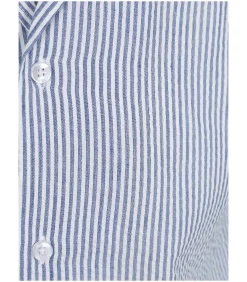 Short Sleeve Overhemd Stripe Seersucker Lichtblauw