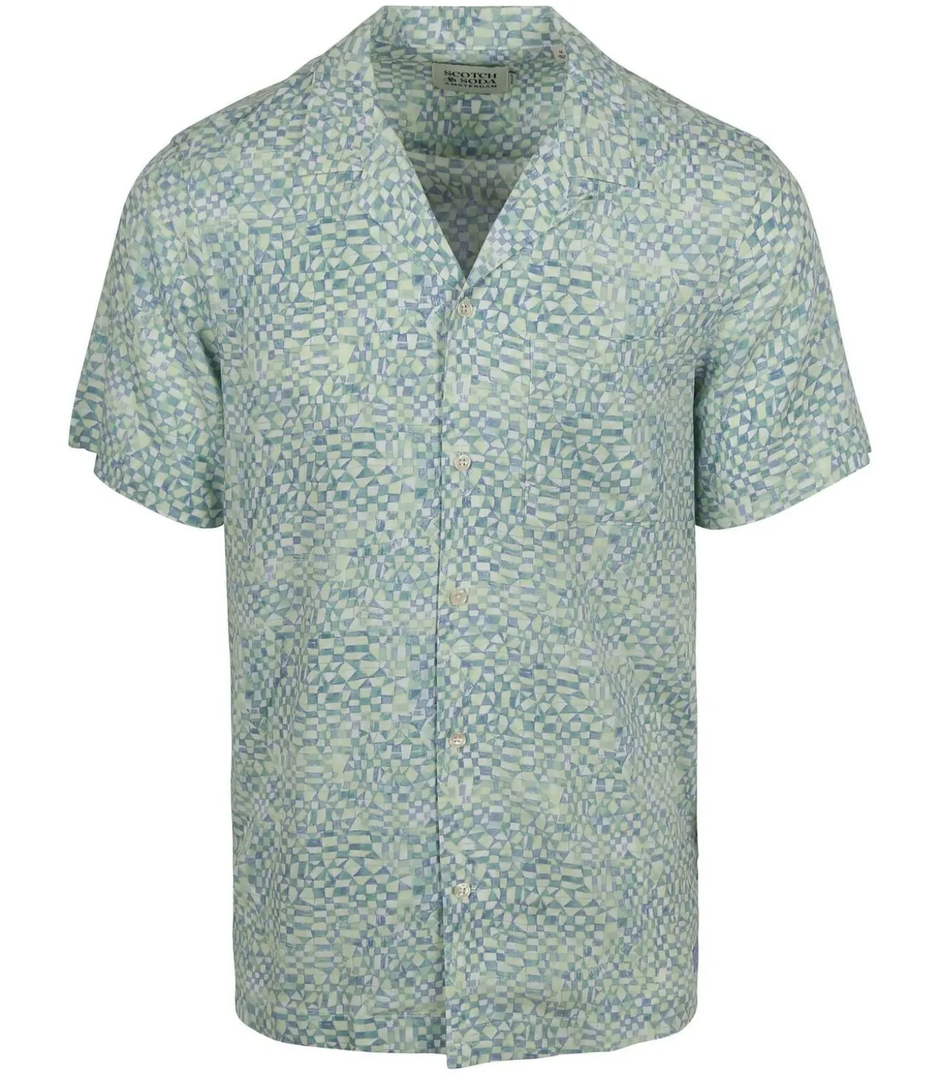 Shortsleeve Overhemd Print Lichtgroen