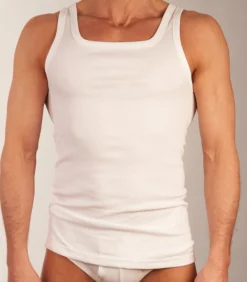 singlet 2 pack new basic cotton 4-1 rib white