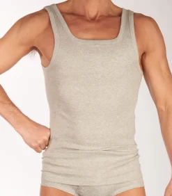 singlet basic cotton 1-1 rib grey