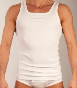 singlet basic cotton 1-1 rib white