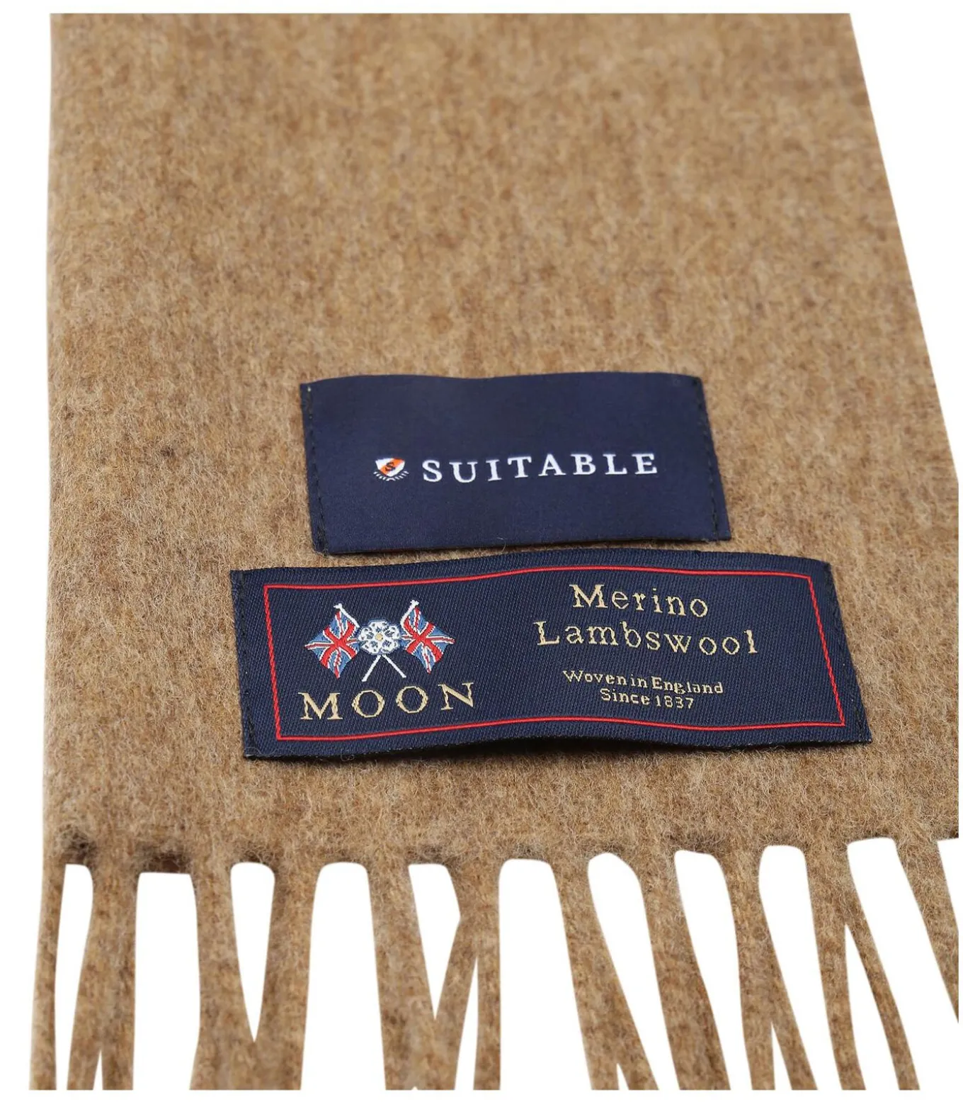 Sjaal Ruit Merino Wol Beige
