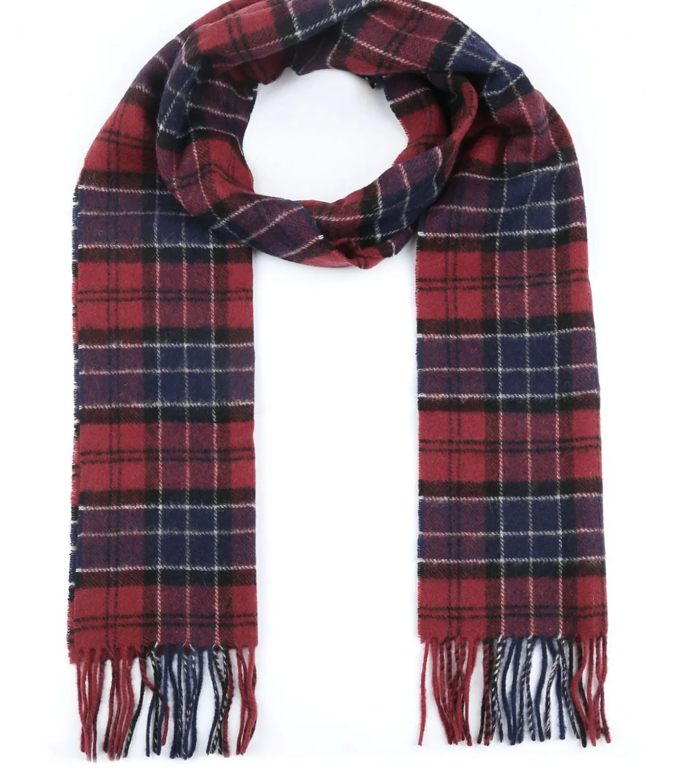 Sjaal Tartan Wolmix Bordeaux