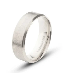 Stalen Heren Ring met Gepolijste Rand - Zilver Kleurig